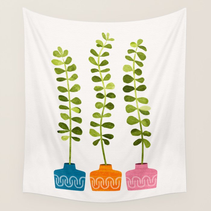 Sweet Sprout Friends - Contemporary Botanical Illustration Wall Tapestry Gallery Image 4