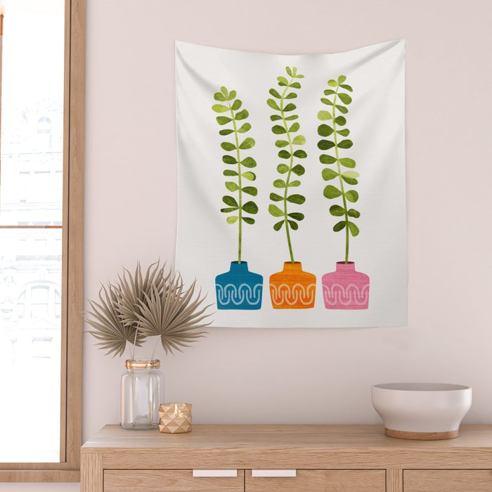Sweet Sprout Friends - Contemporary Botanical Illustration Wall Tapestry Gallery Image 2
