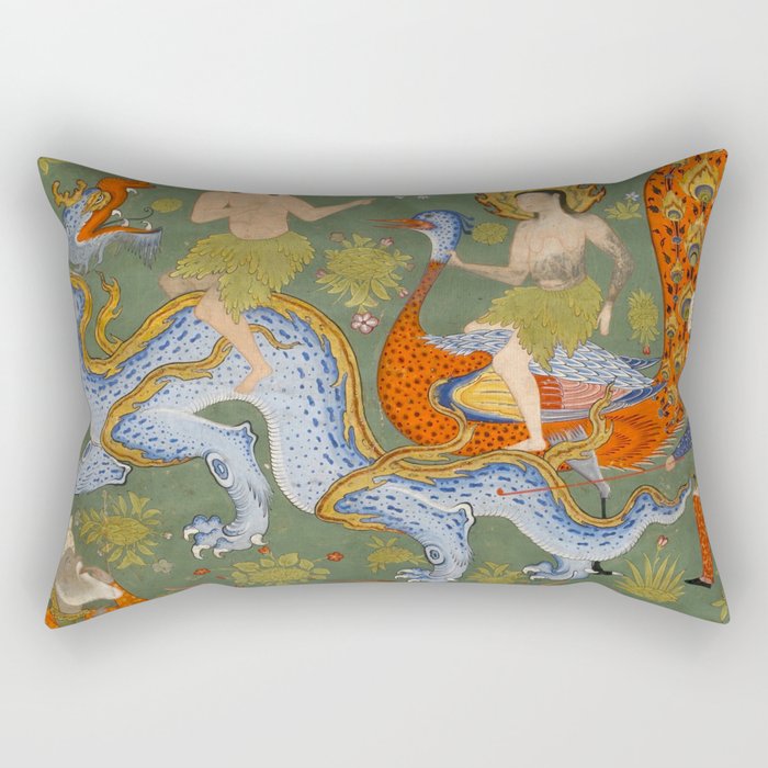 Falnama (Book of omens) Expulsion of Adam and Eve From Heaven Islamic Antique Art  Rectangular Pillow Gallery Image 1