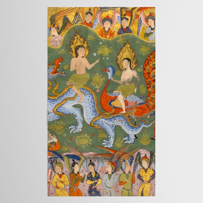 Falnama (Book of omens) Expulsion of Adam and Eve From Heaven Islamic Antique Art  Tablecloth Gallery Image 2