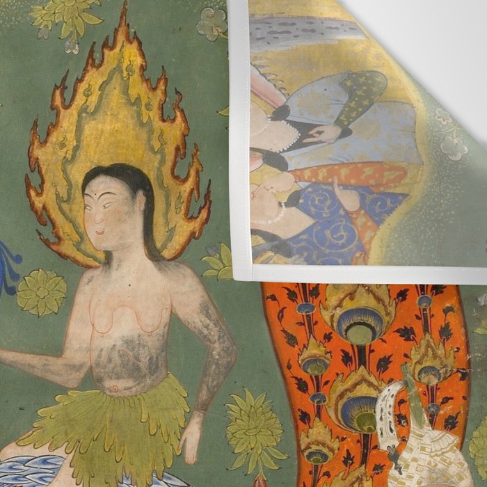 Falnama (Book of omens) Expulsion of Adam and Eve From Heaven Islamic Antique Art  Wall Tapestry Gallery Image 3