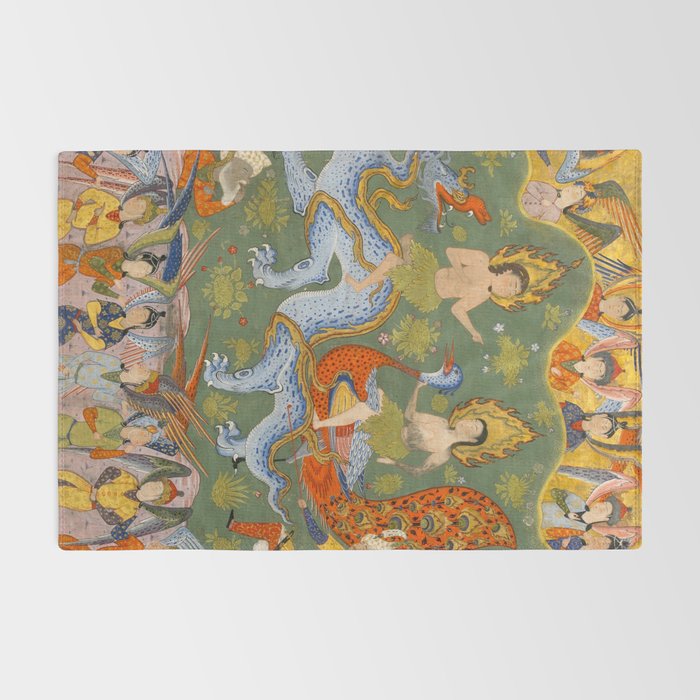 Falnama (Book of omens) Expulsion of Adam and Eve From Heaven Islamic Antique Art  Rug Gallery Image 2