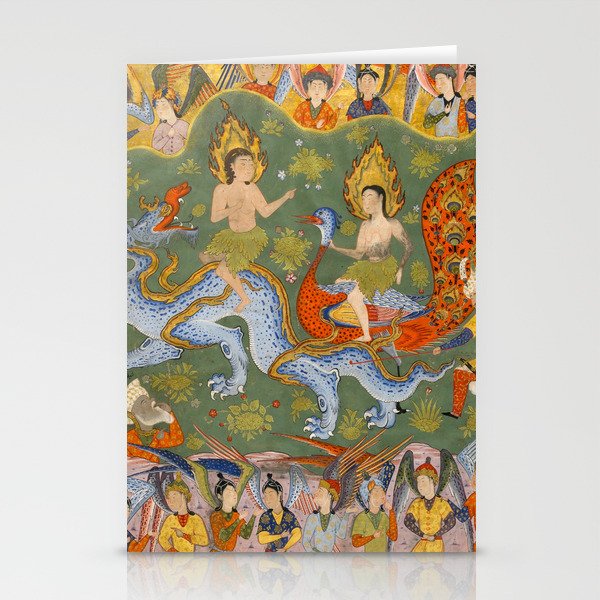 Falnama (Book of omens) Expulsion of Adam and Eve From Heaven Islamic Antique Art  Stationery Card Gallery Image 1