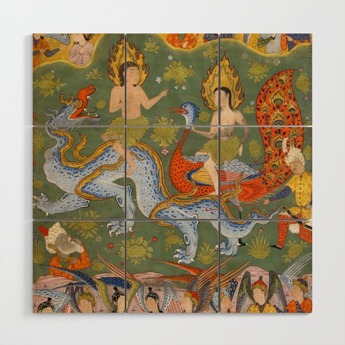 Falnama (Book of omens) Expulsion of Adam and Eve From Heaven Islamic Antique Art  Wood Wall Art Gallery Image 1
