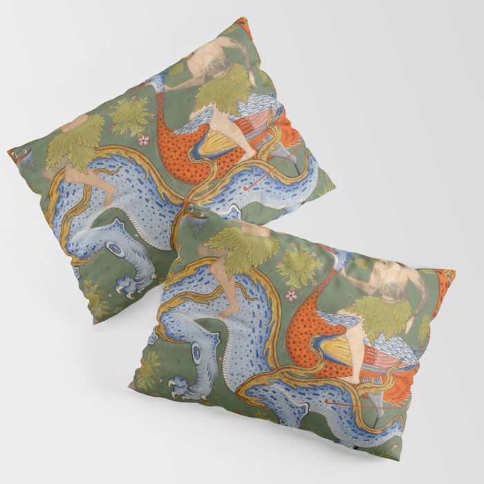Falnama (Book of omens) Expulsion of Adam and Eve From Heaven Islamic Antique Art  Pillow Sham Gallery Image 1