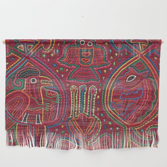 Vintage Bird and Flower Mola Textile Wall Hanging Gallery Image 1