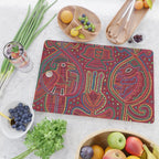 Vintage Bird and Flower Mola Textile Cutting Board Gallery Image 2