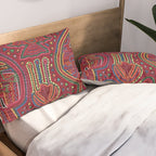 Vintage Bird and Flower Mola Textile Pillow Sham Gallery Image 2