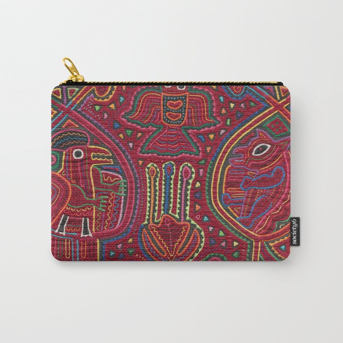 Vintage Bird and Flower Mola Textile Carry All Pouch Gallery Image 1