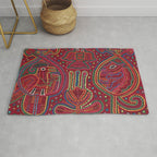 Vintage Bird and Flower Mola Textile Rug Gallery Image 1