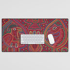 Vintage Bird and Flower Mola Textile Desk Mat Gallery Image 1