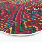 Vintage Bird and Flower Mola Textile Bath Mat Gallery Image 3