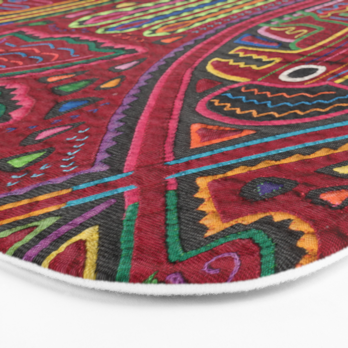 Vintage Bird and Flower Mola Textile Bath Mat Gallery Image 3