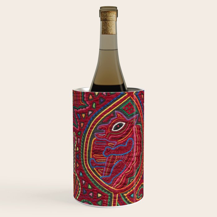 Vintage Bird and Flower Mola Textile Wine Chiller Gallery Image 3