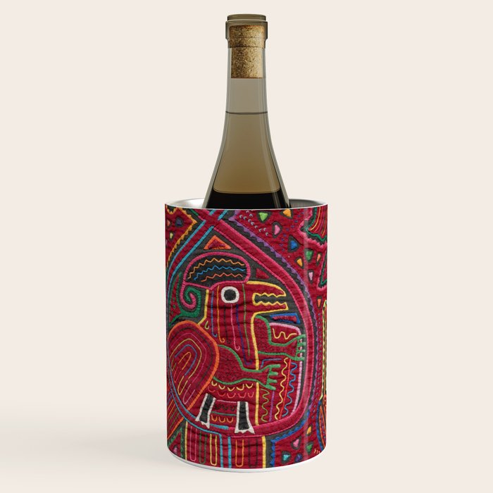 Vintage Bird and Flower Mola Textile Wine Chiller Gallery Image 2
