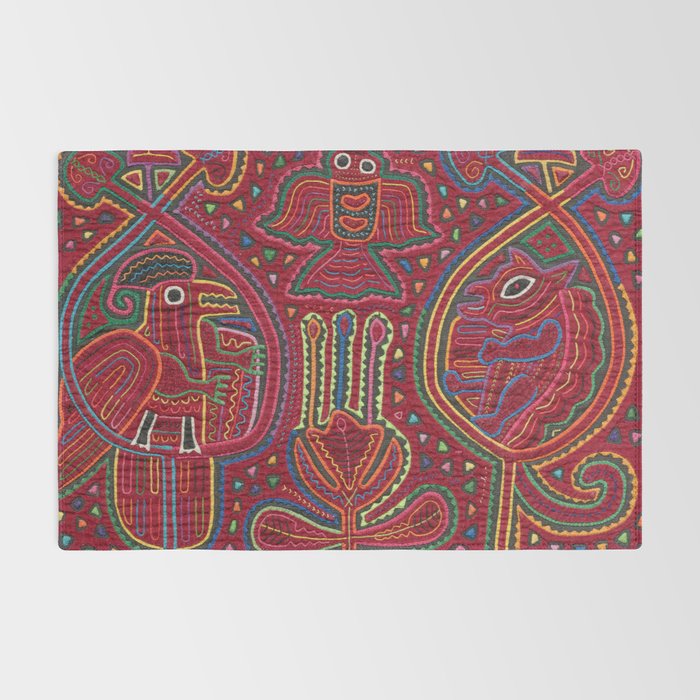 Vintage Bird and Flower Mola Textile Rug Gallery Image 2