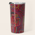 Vintage Bird and Flower Mola Textile Travel Mug Gallery Image 3
