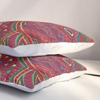 Vintage Bird and Flower Mola Textile Pillow Sham Gallery Image 3