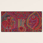 Vintage Bird and Flower Mola Textile Desk Mat Gallery Image 3