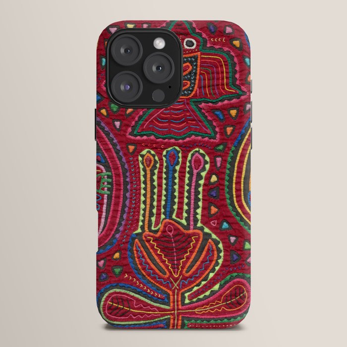Vintage Bird and Flower Mola Textile iPhone Case Gallery Image 16
