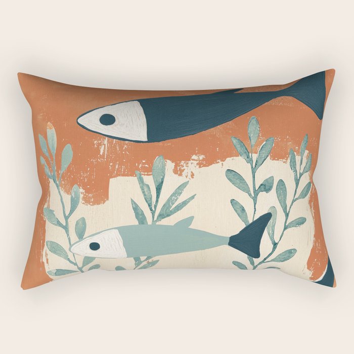 Three Swimming Fish Rectangular Pillow Gallery Image 2
