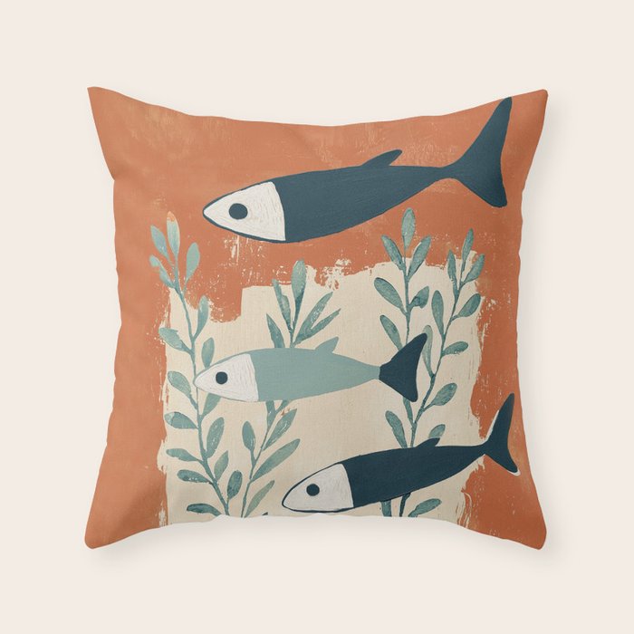 Three Swimming Fish Throw Pillow Gallery Image 6