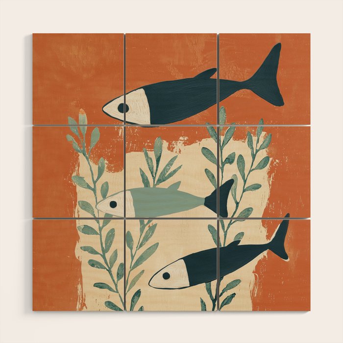 Three Swimming Fish Wood Wall Art Gallery Image 1