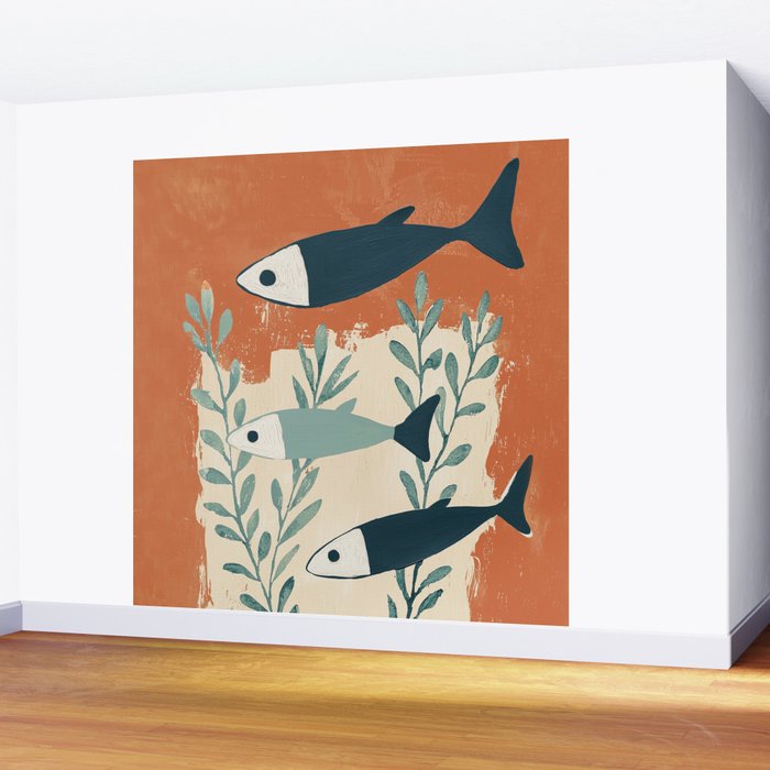 Three Swimming Fish Wall Mural Gallery Image 2