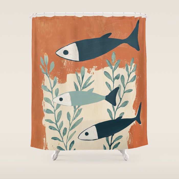 Three Swimming Fish Shower Curtain Gallery Image 1