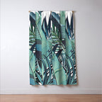 Tropical, Palm Trees, Green and Blue, Abstract Window Curtain Gallery Image 3
