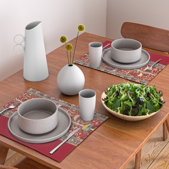 Silk Heriz Azerbaijan Northwest Persian Rug Print Placemat Gallery Image 2