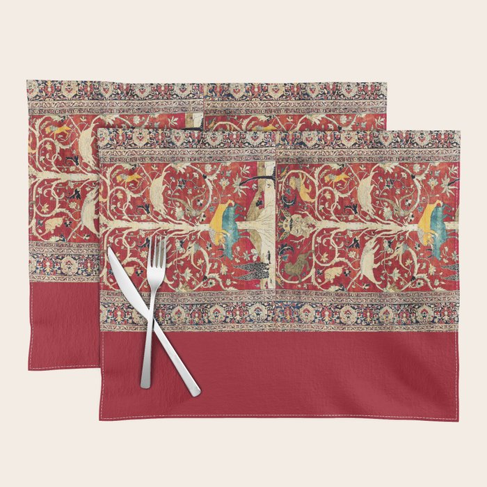 Silk Heriz Azerbaijan Northwest Persian Rug Print Placemat Gallery Image 1