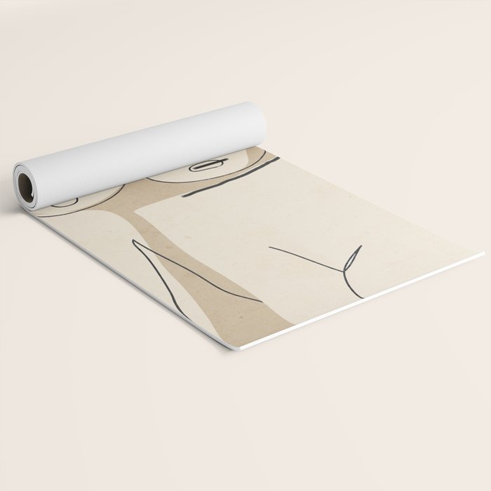 Abstract Line Art Nude Beige Yoga Mat Gallery Image 2