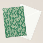 Retro green cactus plant pattern Stationery Card Gallery Image 2