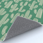 Retro green cactus plant pattern Rug Gallery Image 4