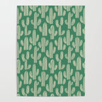 Retro green cactus plant pattern Poster Gallery Image 4