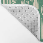 Retro green cactus plant pattern Bath Mat Gallery Image 2