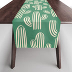 Retro green cactus plant pattern Table Runner Gallery Image 1