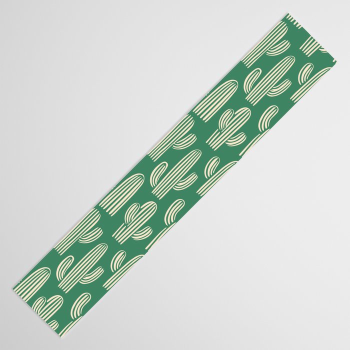 Retro green cactus plant pattern Table Runner Gallery Image 3
