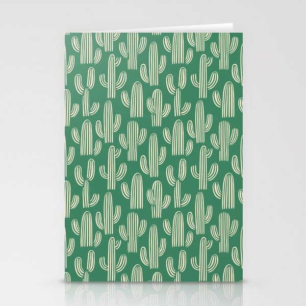 Retro green cactus plant pattern Stationery Card Gallery Image 1