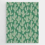 Retro green cactus plant pattern Jigsaw Puzzle Gallery Image 1