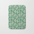 Retro green cactus plant pattern Bath Mat Gallery Image 1