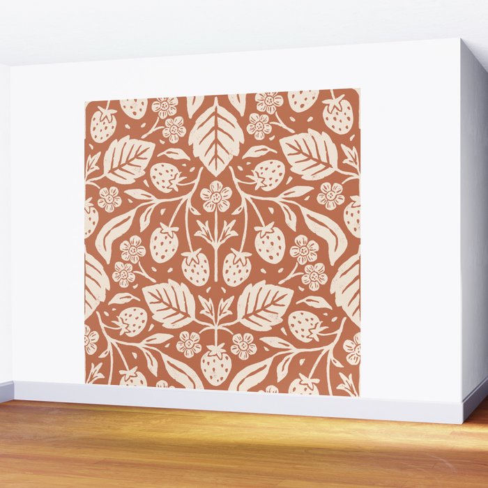 Block Print Strawberry Garden Wall Mural Gallery Image 2