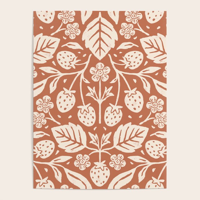 Block Print Strawberry Garden Poster Gallery Image 4