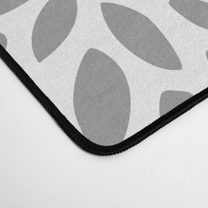 Festive, Floral Prints, Leaves and Blooms, Pink, Gray and White Desk Mat Gallery Image 4
