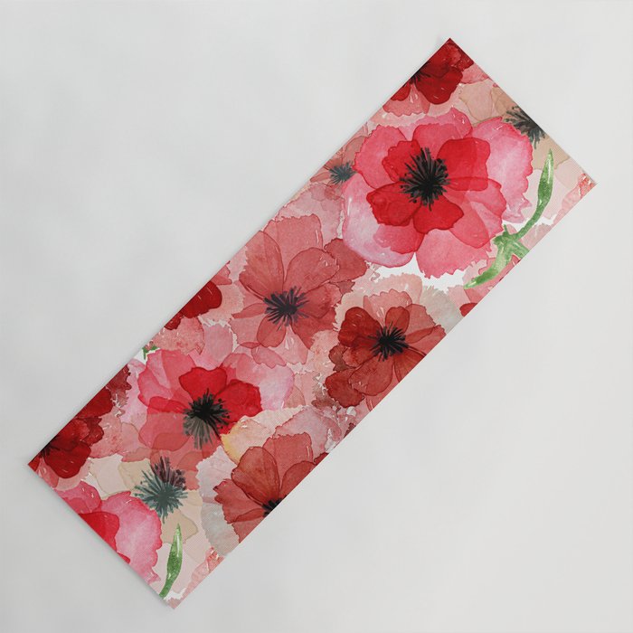 Pressed Poppy Blossom Pattern Yoga Mat Gallery Image 1
