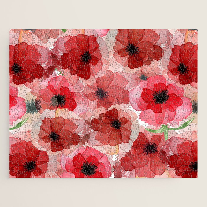 Pressed Poppy Blossom Pattern Jigsaw Puzzle Gallery Image 1