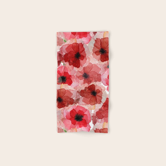 Pressed Poppy Blossom Pattern Bath Towel Gallery Image 1