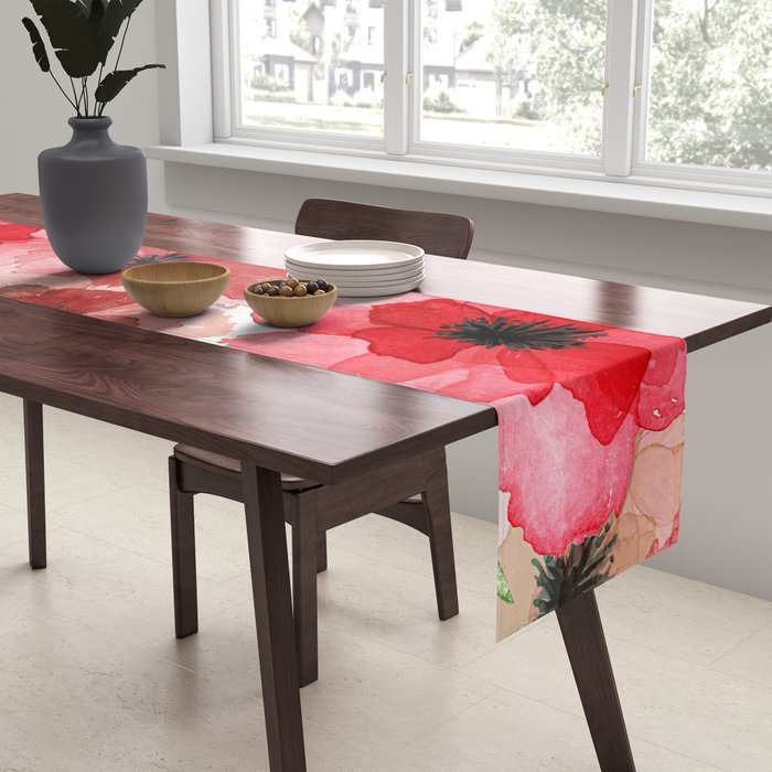 Pressed Poppy Blossom Pattern Table Runner Gallery Image 2