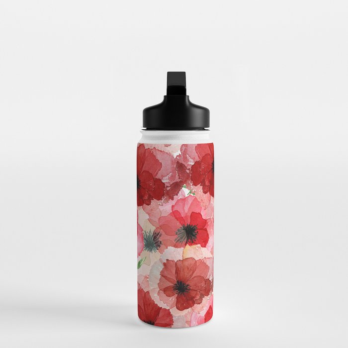 Pressed Poppy Blossom Pattern Water Bottle Gallery Image 3